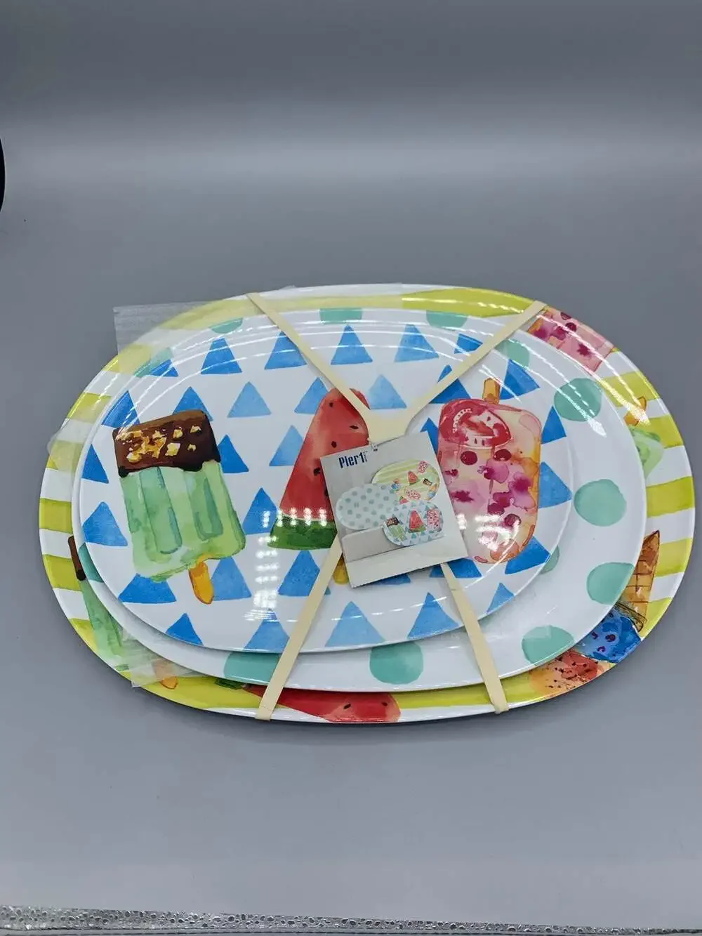 Pier 1 Summer Cool Treats Melamine Platters Set of 3 NWT